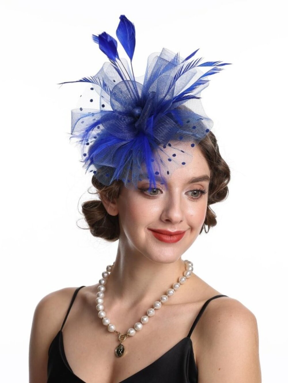 Women’s Feather Fascinator Derby Bridal Hat Hj13-royal Blue